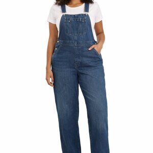 100% Cotton Old Navy Baggy Wide Leg Blue Denim Overalls Size 16 Tall